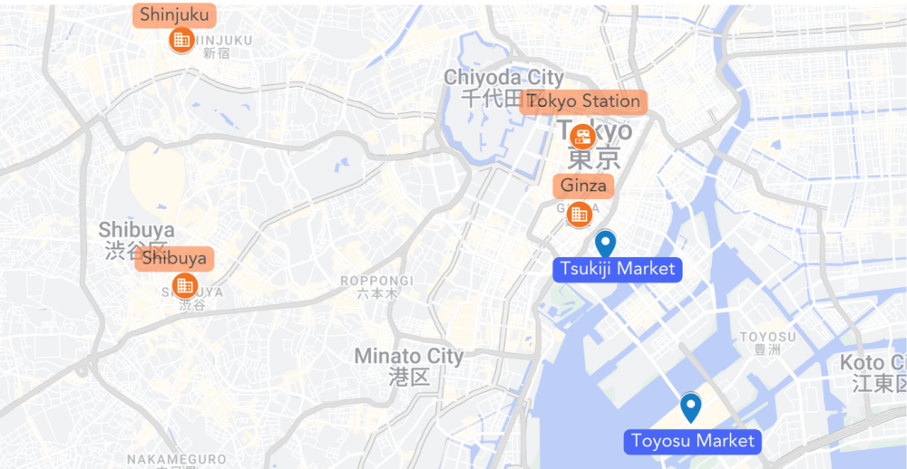 Tsukiji & Toyosu Map