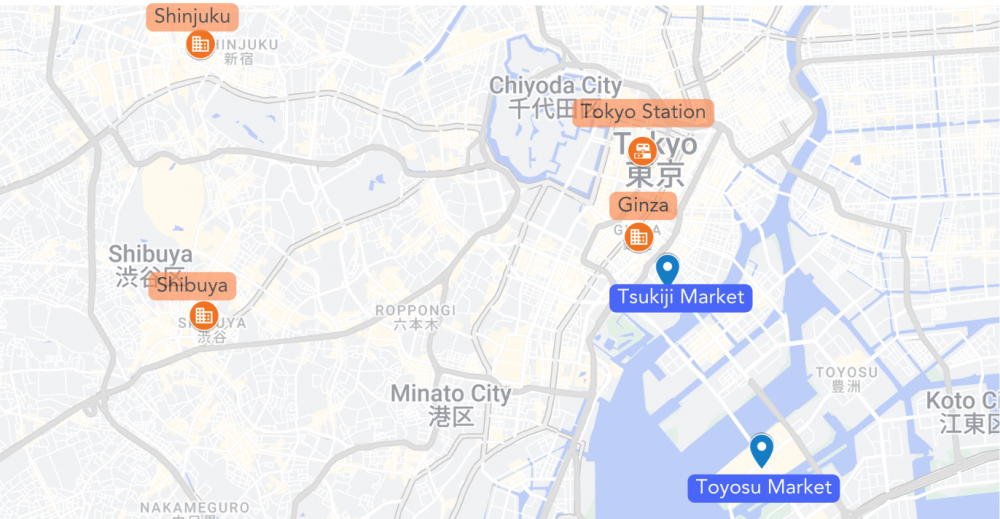 Tsukiji & Toyosu Map